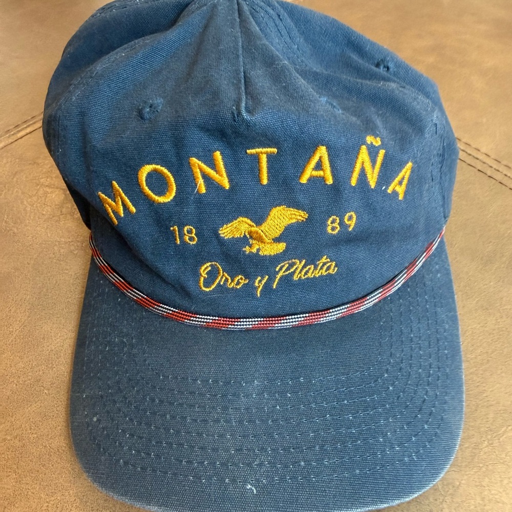 Vintage Montana Oro y Plata Rope Snapback Hat Navy
